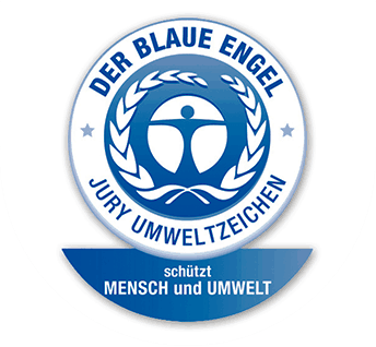 Umweltzeichen Blauer Engel - vergeben für CWS Faltpapiere - Faltpapierspender PureLine Paper erhältlich im CleanUp-Mietservice.