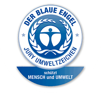 Umweltzeichen Blauer Engel - vergeben für CWS Faltpapiere - Faltpapierspender PureLine Paper erhältlich im CleanUp-Mietservice.