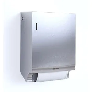 Edelstahl-Stoffhandtuchspender "Stainless Steel Dry Slim" von CleanUp Seitenansicht links