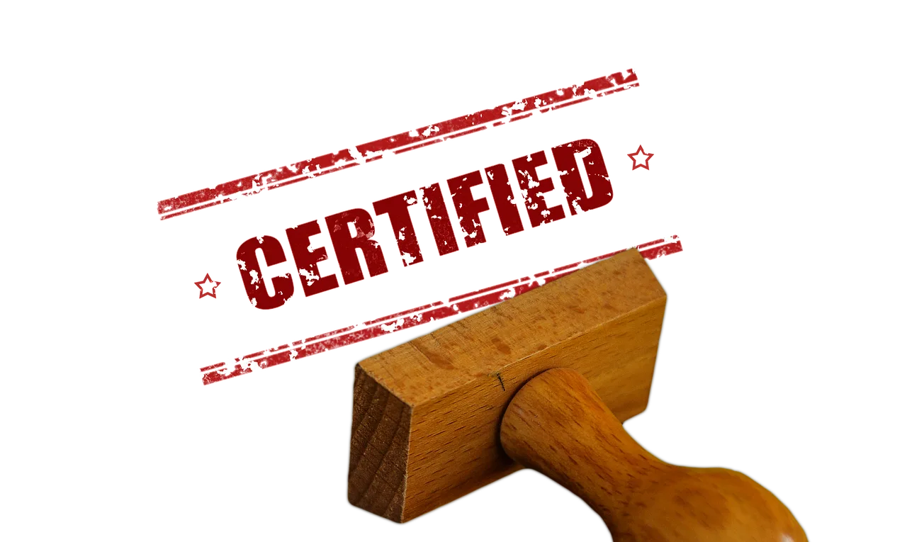 Stempel "certified" roter Schriftzug
