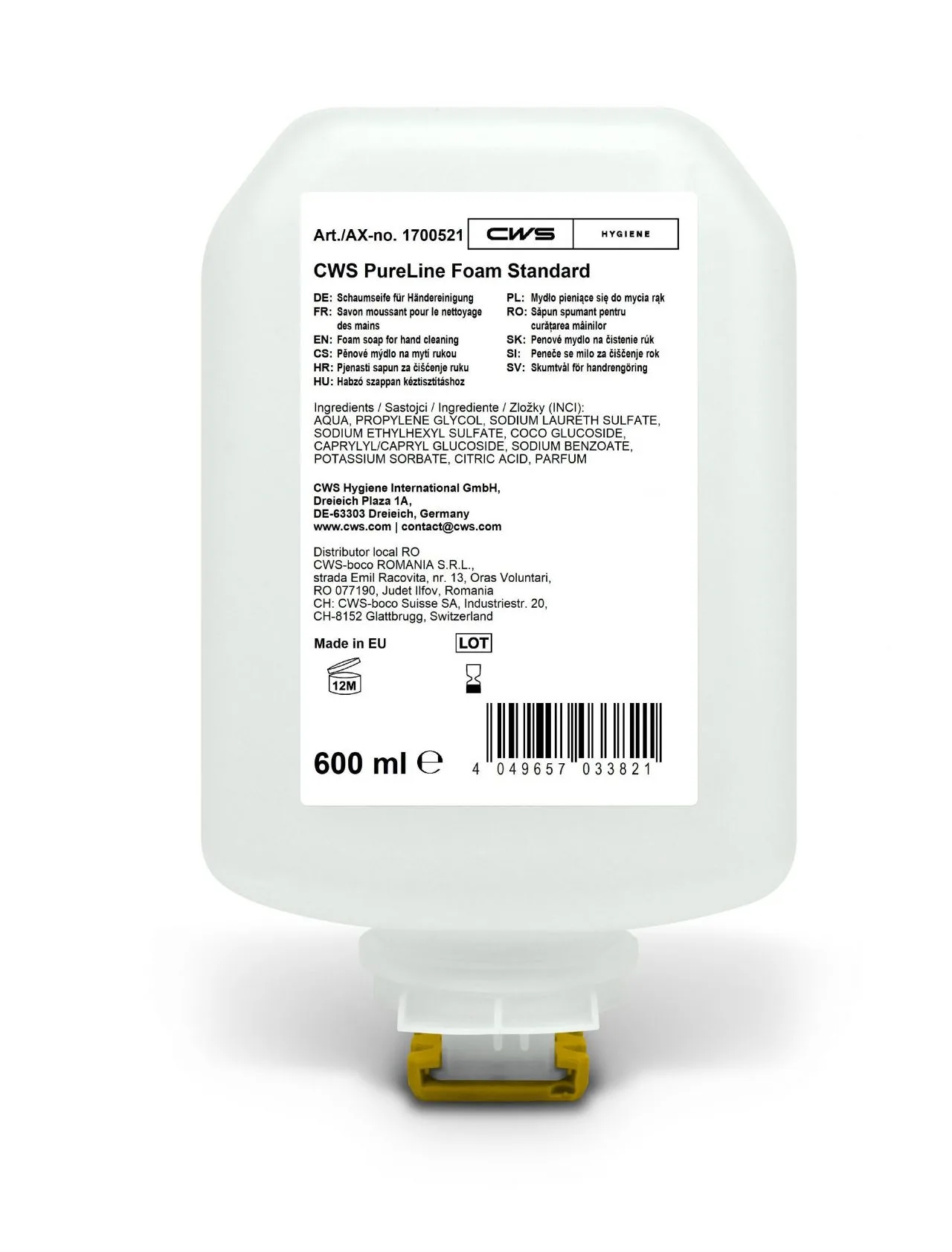 Seifenschaum-Nachfüllflasche PureLine Foam Standard Seifenschaum-Nachfüllflasche PureLine Foam Standard für nachhaltige Handreinigung - im CleanUp-Mietservice