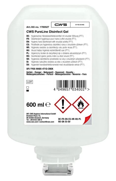 PureLine Disinfect Gel für Desinfektionsspender zur Händedesinfektion / Keimreduzierung 