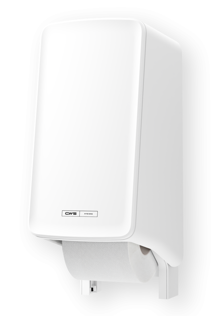 Toilettenpapierspender PureLine Toilet Paper - weiß - Ansicht rechts - für Toilettenpapierrollen - erhältlich im CleanUp-Mietservice