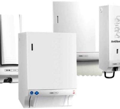 Grafik - Zusammenstellung von weißen Spendern der Serie ParadiseLine