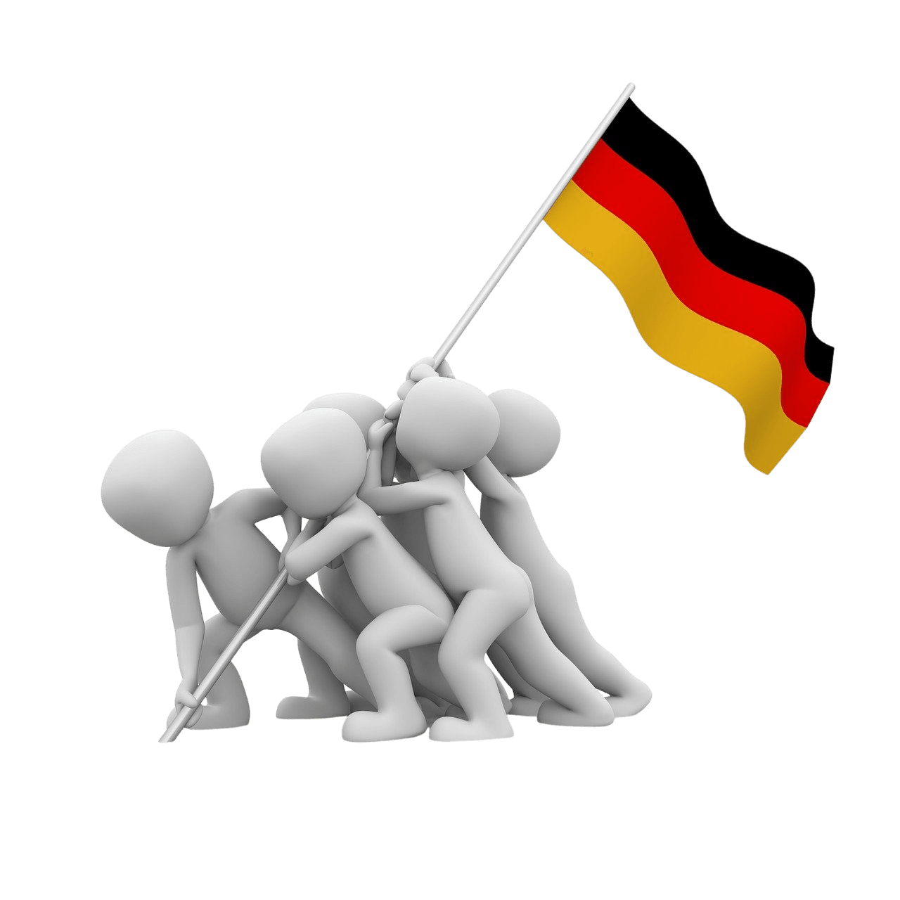 Graue Männchen (Pixabay-Grafik) tragen Deutschlandfahne